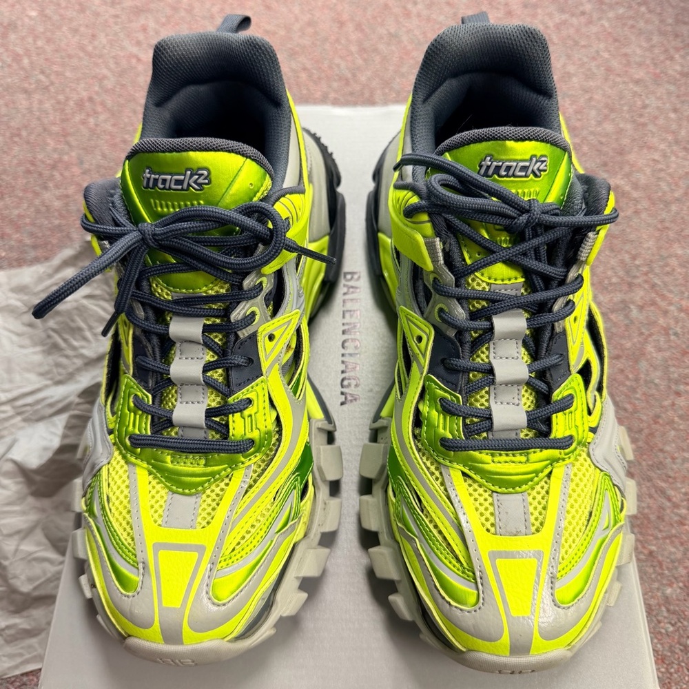 Balenciaga Track2 Neon Green and Gray Sneakers fit US women 10